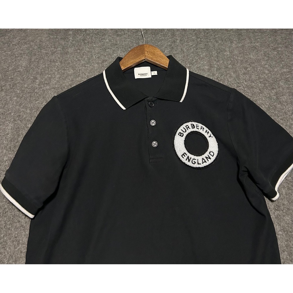 Burberry london england polo shirt mens black size small preppy designer read